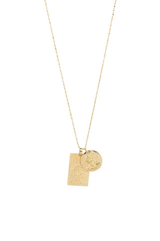 front-view-of-spell-s-capricorn-stargazer-zodiac-necklace-the-double-embossed-pendant-charm-necklace-comes-in-22k-gold-vermeil-and-hangs-from-a-twisted-rope-chain