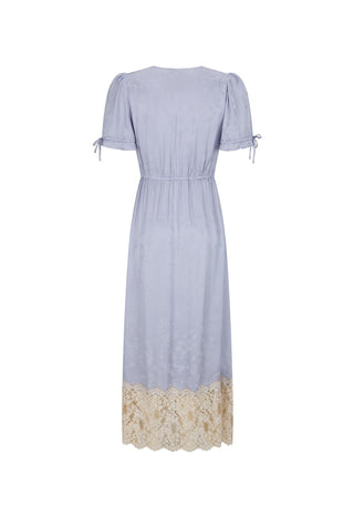 a-light-blue-midi-dress-with-short-puff-sleeves-tie-details-at-the-cuffs-a-gathered-waist-and-a-beige-lace-hem-shown-against-a-plain-white-background
