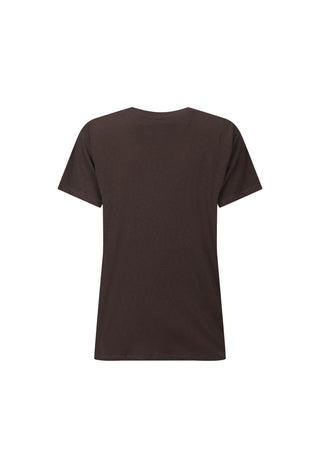 a-dark-brown-short-sleeve-crewneck-t-shirt-shown-from-the-back-isolated-on-a-solid-white-background