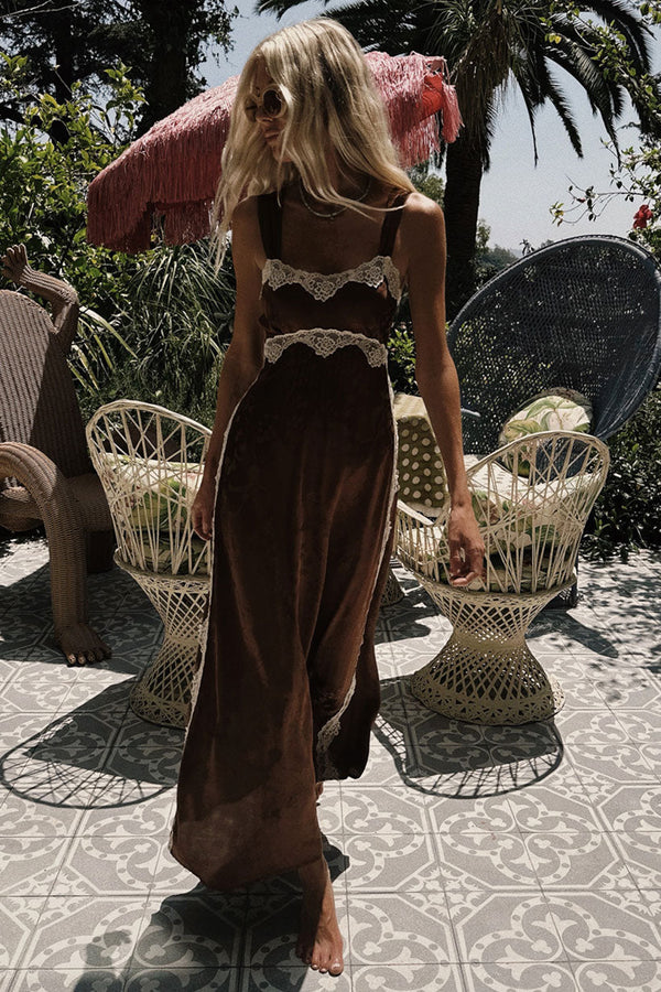brown and white gingham maxi dress Opal Gingham Maxi Dress in Brown