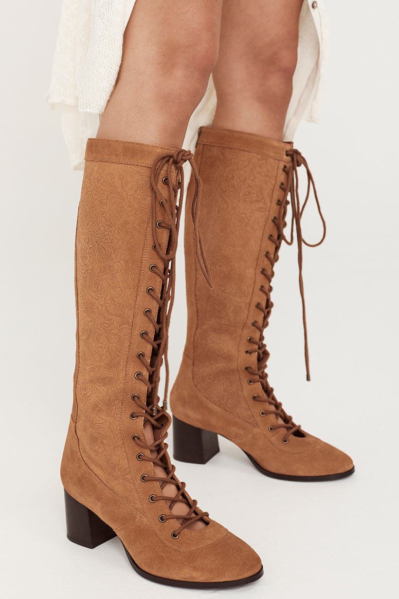 Front lace up boots best sale