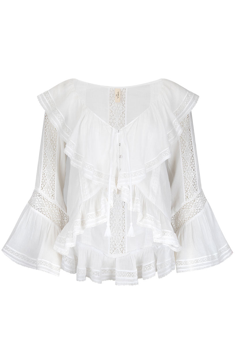 Fleur Lace Frill Blouse – SPELL - USA