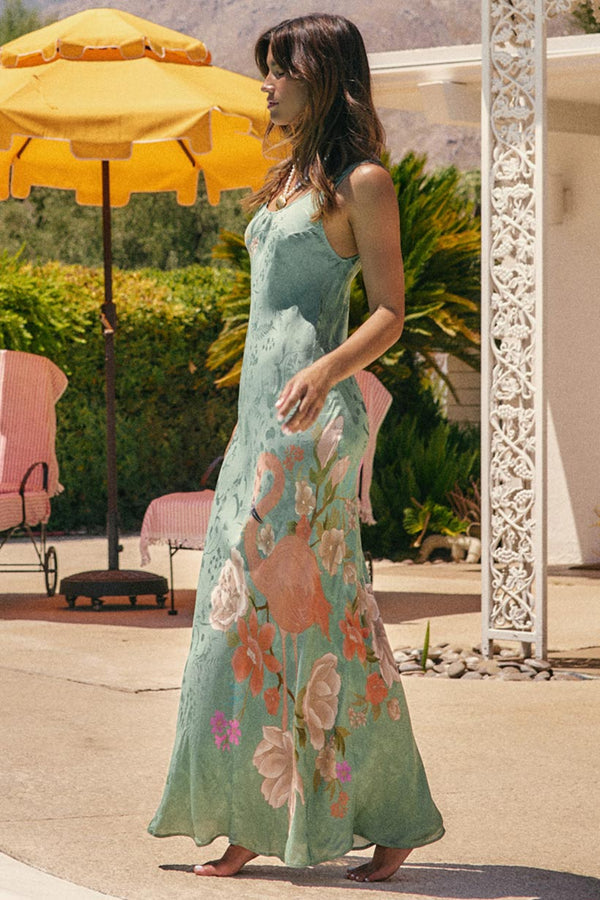 Floridian Bias Dress In Green | By Spell – Modern Bohemian Clothing Online