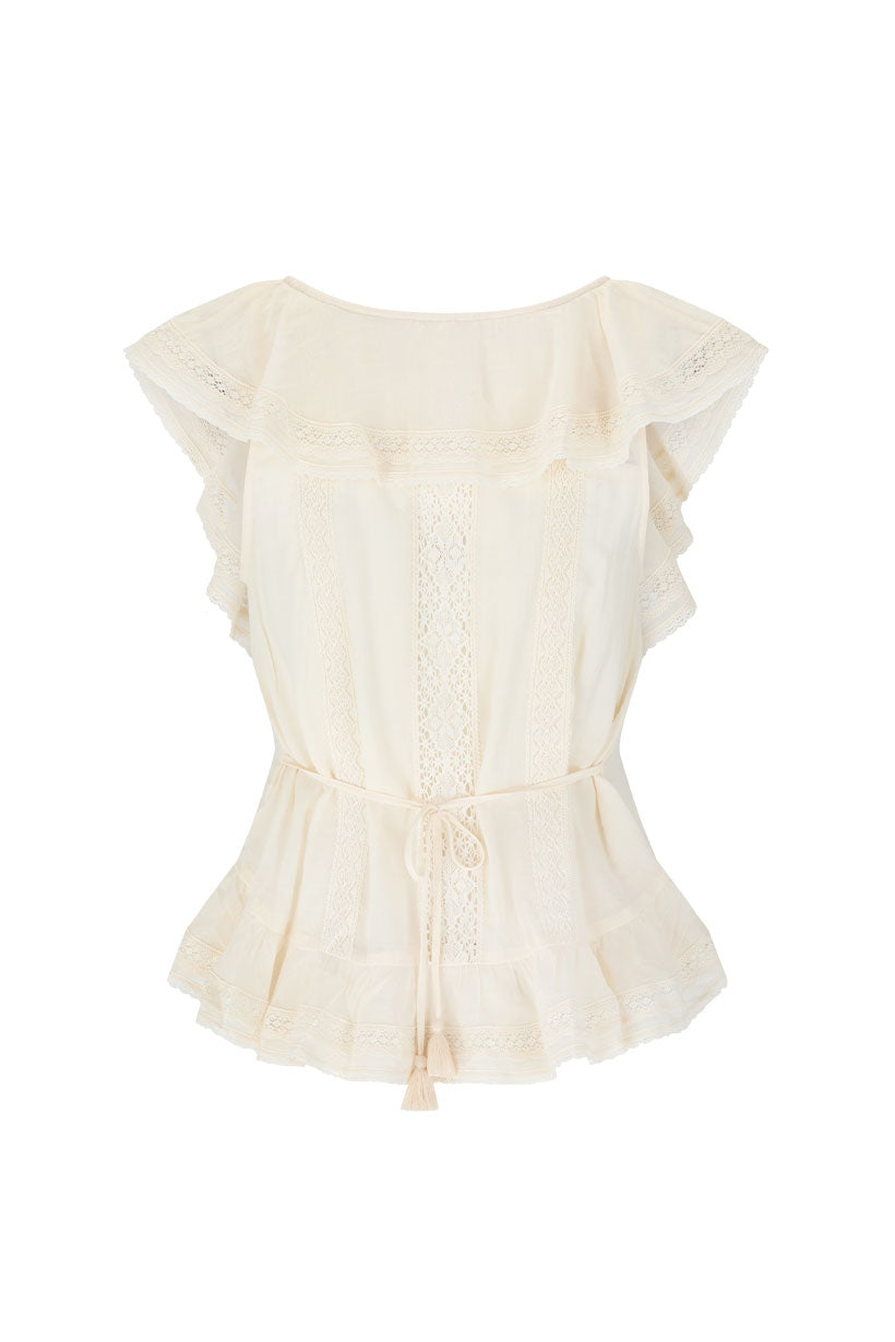Fleur Lace Frill Sleeveless Blouse – SPELL - USA