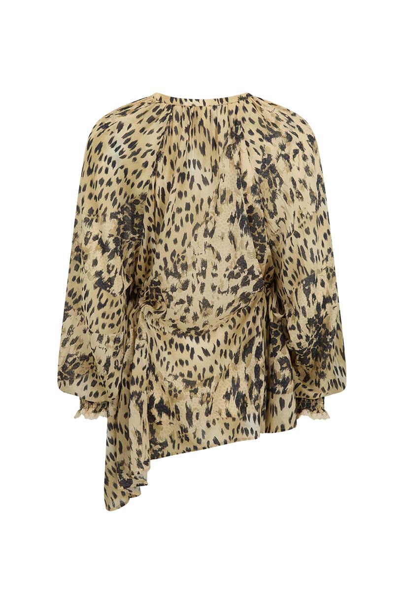 Snow Leopard Asymmetric Blouse – SPELL - USA