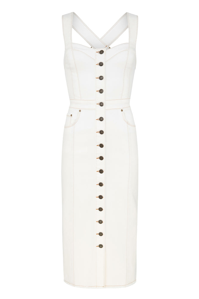 Eve Denim Sweetheart Midi Dress SPELL USA