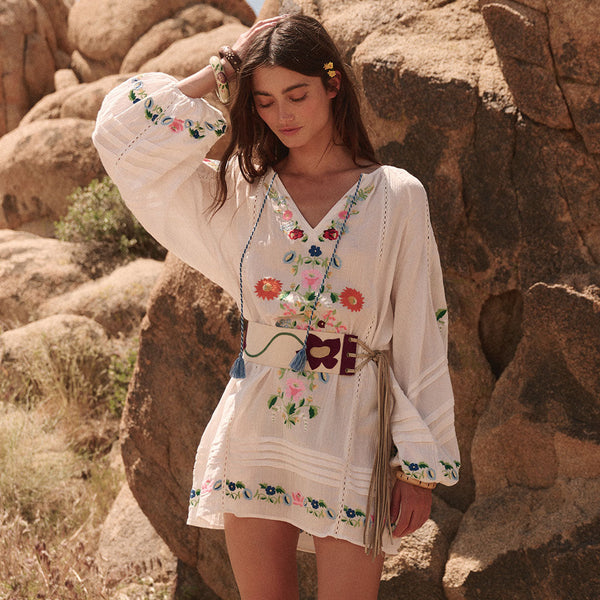 Florapaloosa Embroidered Tunic Dress  SPELL - USA