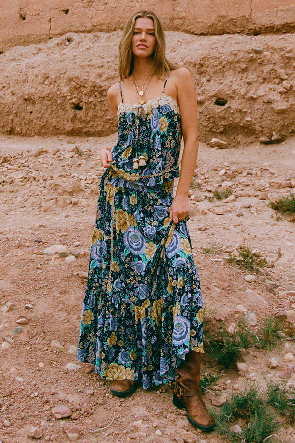 spell floral maxi dress Aphrodite Bias Maxi Dress In Pink | By Spell  Modern Bohemian Clothing Online