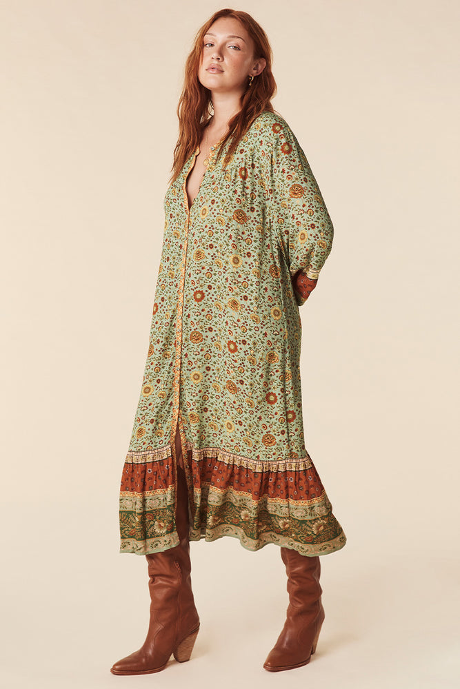 Lady Untamed Button Down Midi Dress SPELL USA