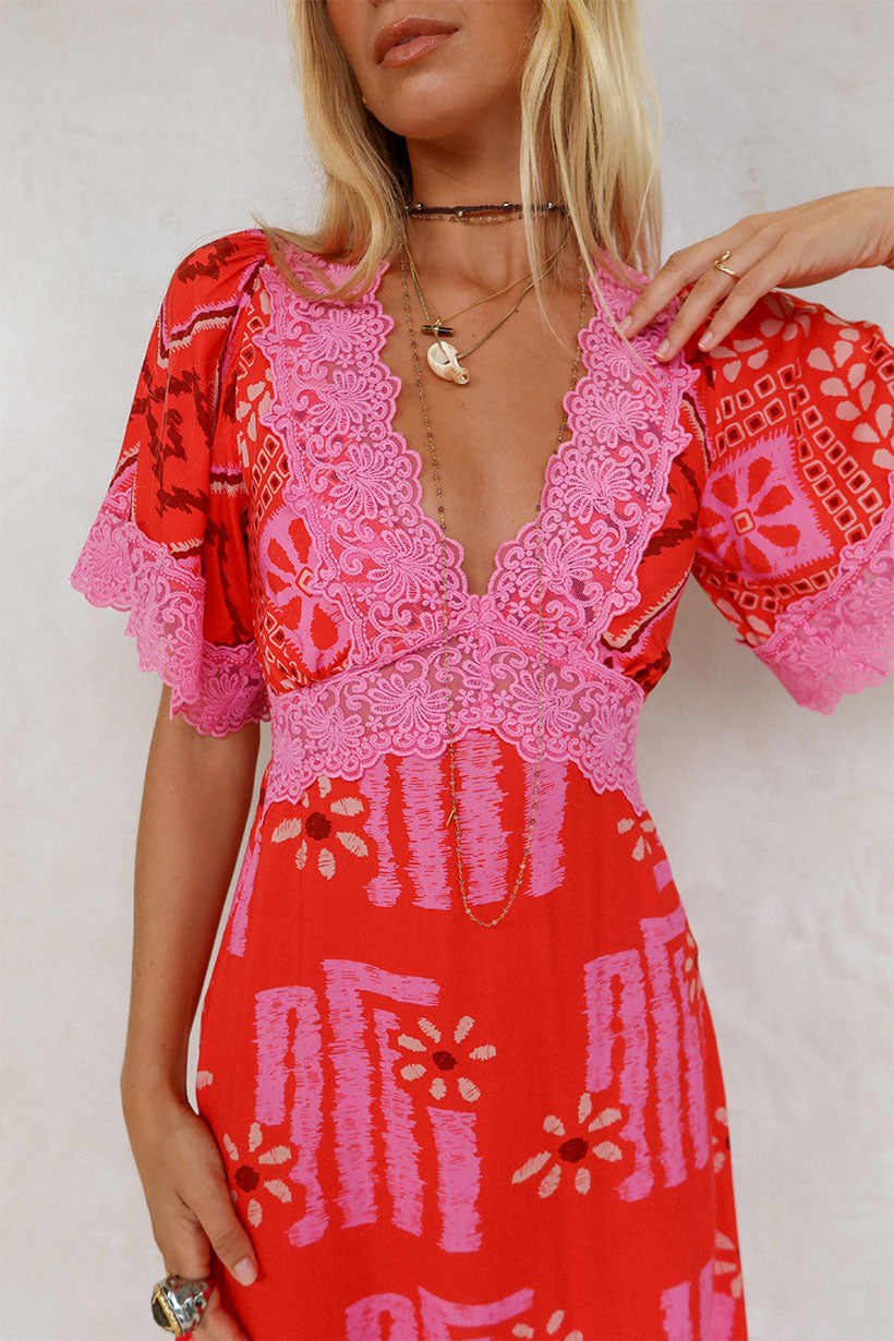 Libertine Lace Mini Dress In Multicolor