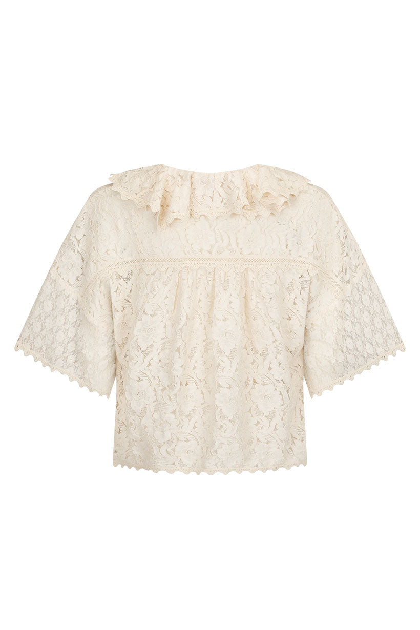 【へヨン】biscuit lace blouse / white へヨン】biscuit lace blouse / whiteの通販 by liliy｜ラクマ