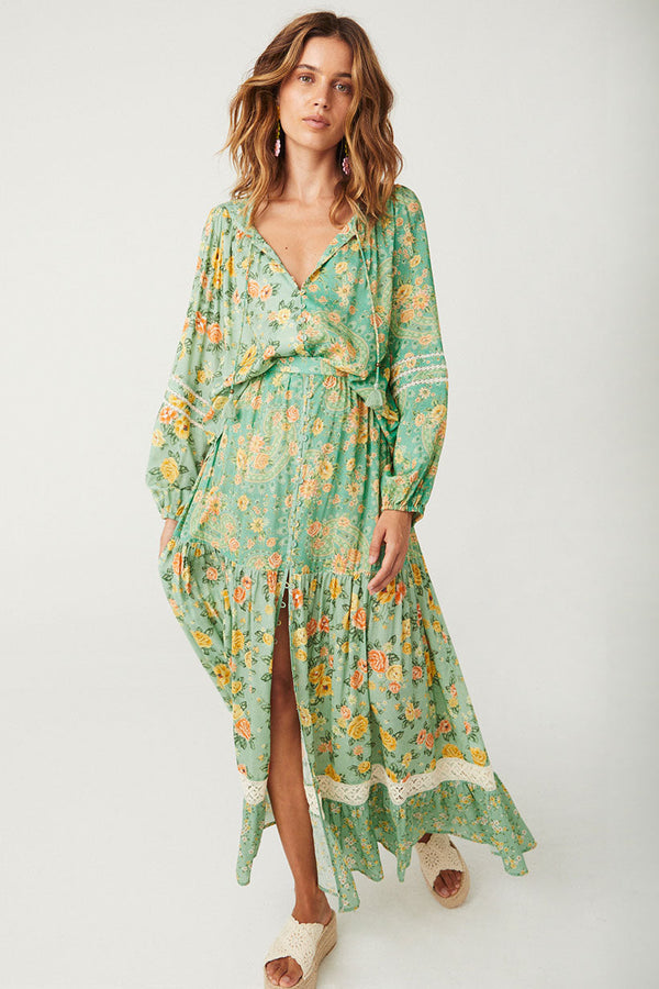 spell green maxi dress Melody Skirt Madame peacock