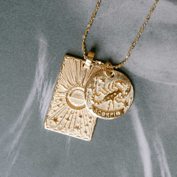 24k Gold Inscribed Scorpio Zodiac Necklace | Unique Birthday Gift Idea -  NanoStyle Jewelry