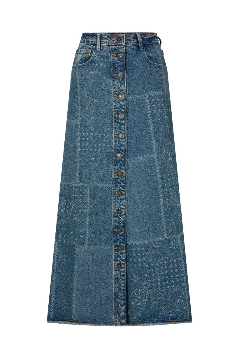 Road Trip Denim Maxi Skirt – SPELL - USA