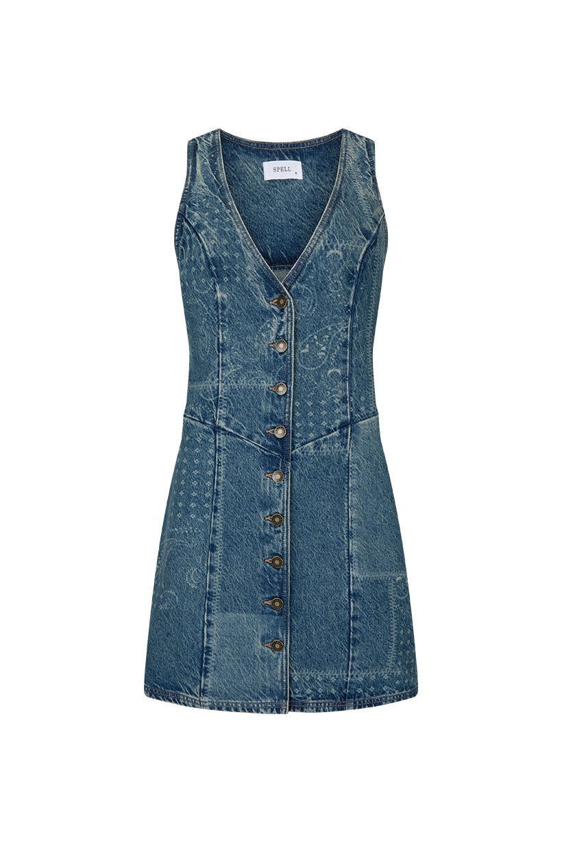 Road Trip Denim Vest Dress – SPELL - USA