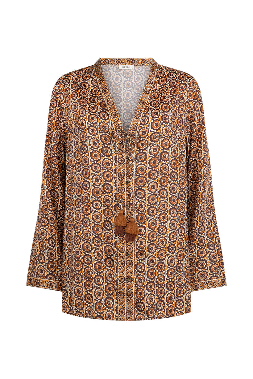 Spell & The Gypsy Blue Skies Luxe Reversible Kimono Black