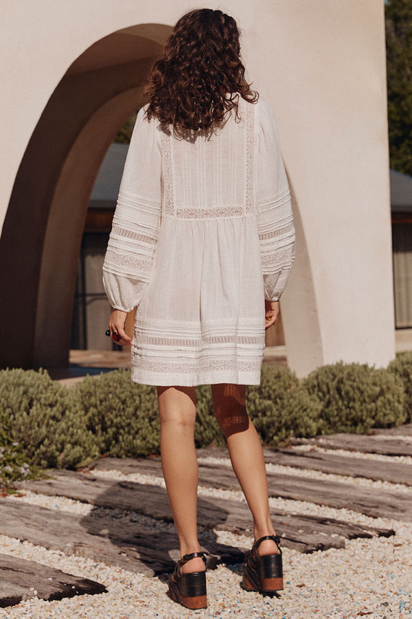 Stevie Lace Boho Mini Dress in Multicolor