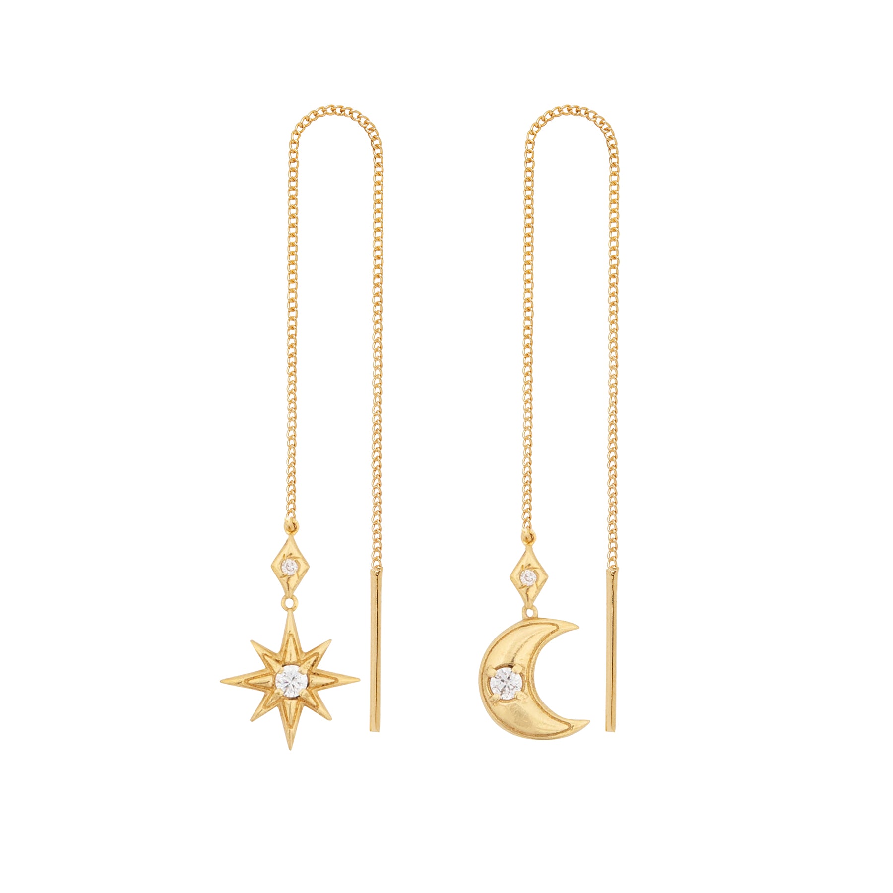 Sterling Silver Planet & Star Drop Earrings