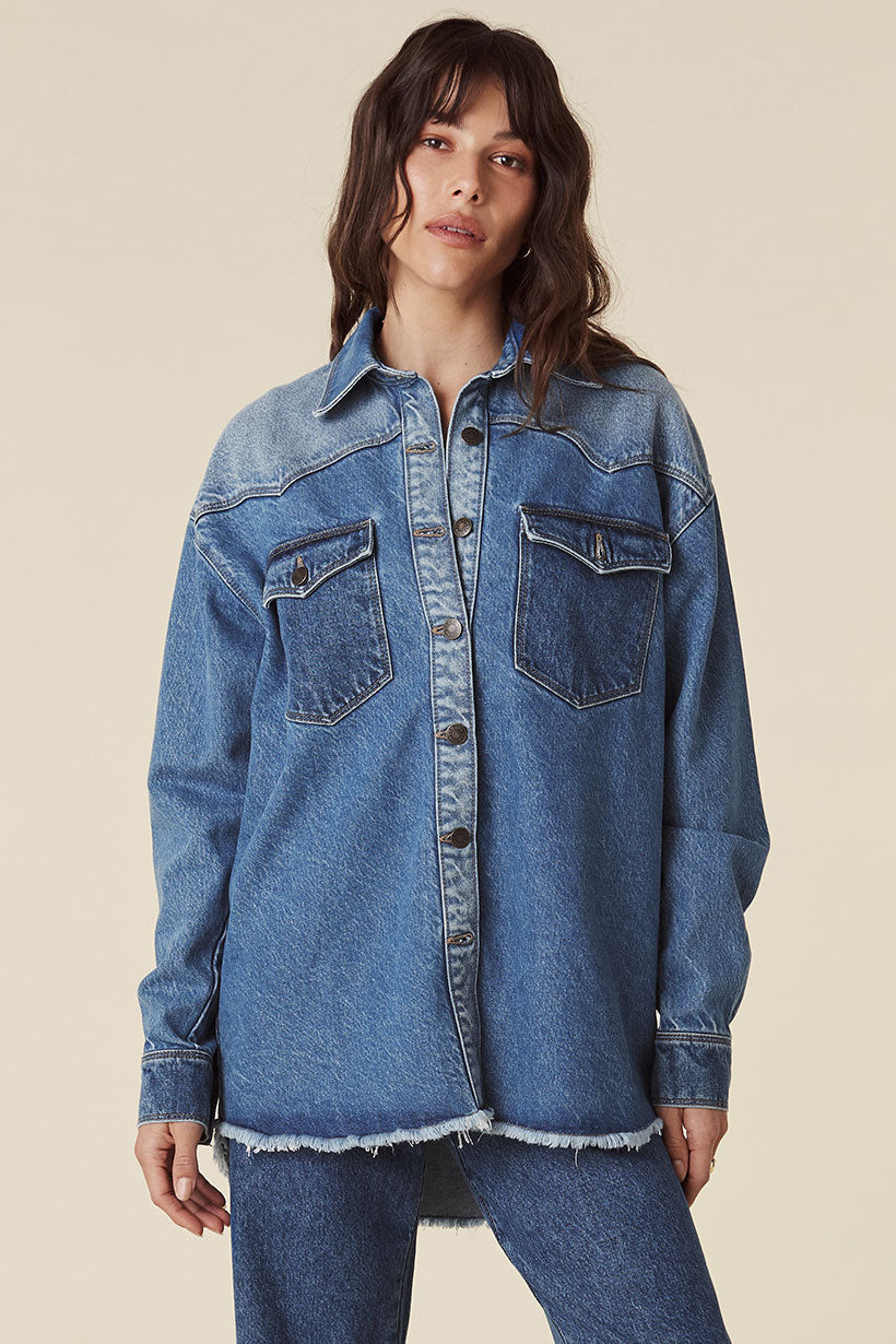 全国総量無料で Spell-DaisyPatchworkDenimShirt トップス
